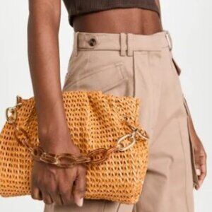 House of Want Chill Vegan Leather Frame Clutch in Tan Woven